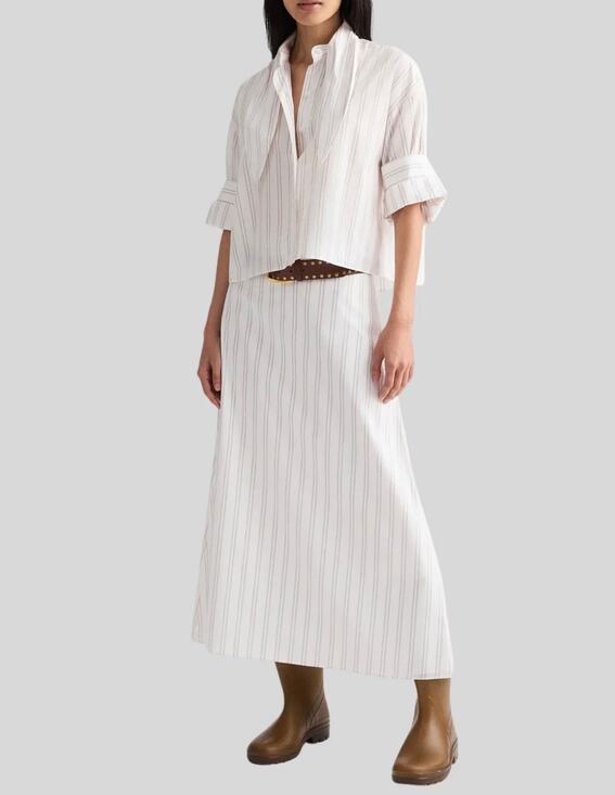 TWP Dresses & Skirts - TWP The A-Line Cotton Skirt Stripe in White/Wine Size 6